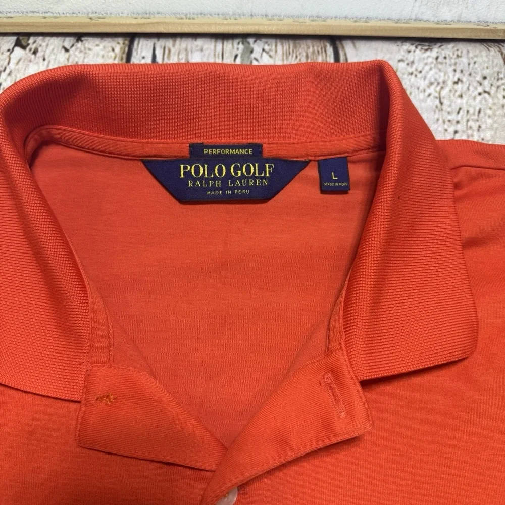 Polo Golf Ralph Lauren Performance Mens Shirt Large Solid Orange Pima Cotton